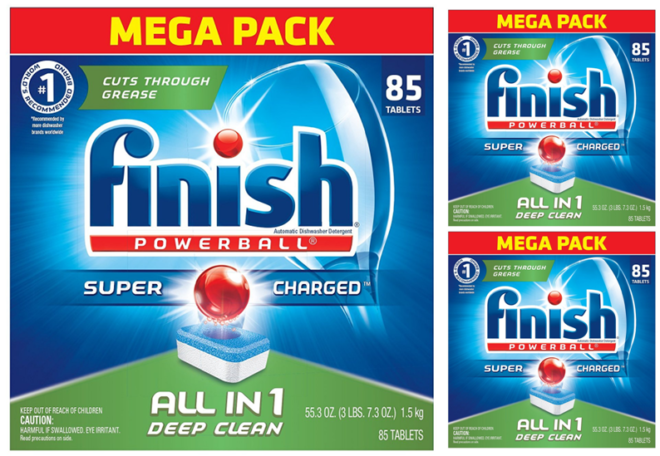 $7.60 (Reg $18) Finish All In 1 Powerball Dishwasher Detergent 85 Tablets
