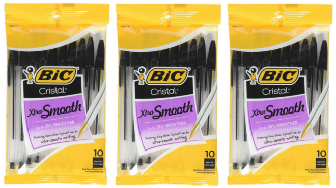 $1.17 (Reg $4.60) Bic Cristal Stic 10-Pack Pens