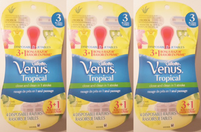 $3.62 Gillette Women’s 4-Pack Venus Tropical Disposable Razors + FREE Shipping