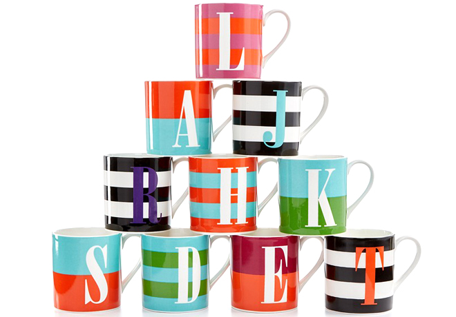 *HOT* $2.93 (Reg $15) Kate Spade Initial Monogram Mug + FREE Pickup