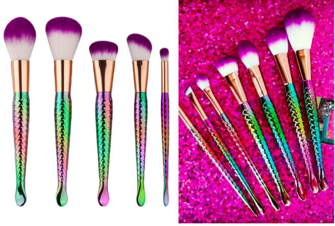 $11.99 Rainbow Mermaid 5-Piece Brushes + FREE Shipping