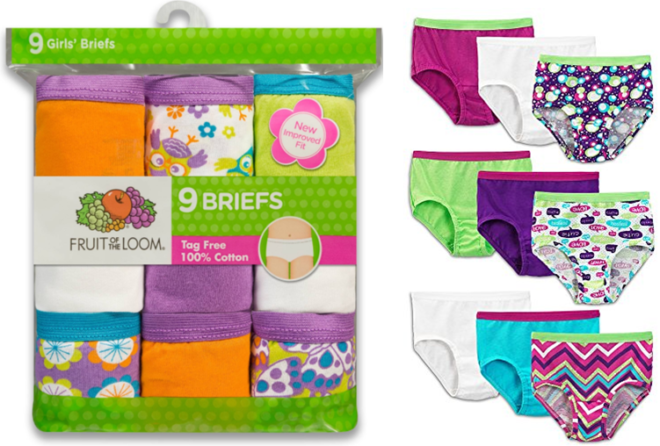 $5.97 Fruit of the Loom Girls’ Briefs 9-Pack