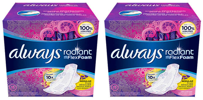 $2.35 (Reg $3.97) Always Radiant and Infinity Pads at Walmart