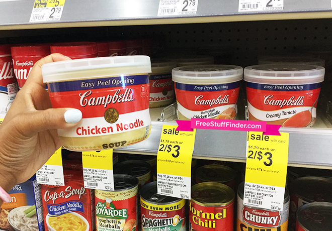 $0.99 (Reg $2.39) Campbell's Microwaveable Bowls Soups at Walgreens