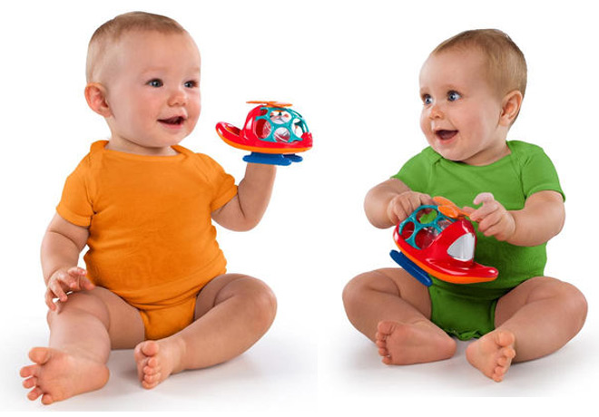 Two babies playing