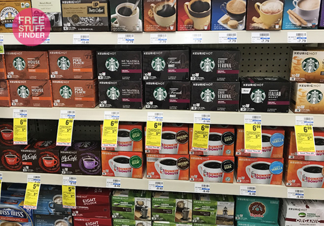 Shelf full of Starbucks coffee boxes