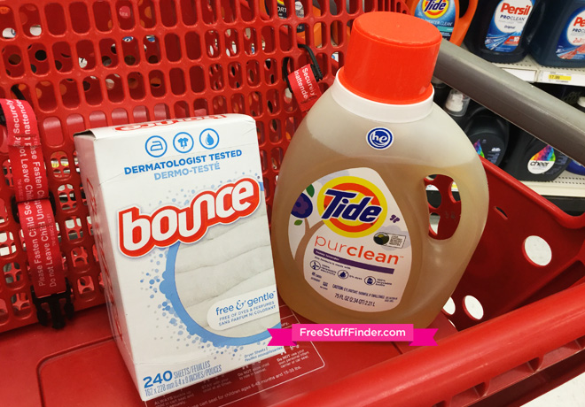 $4.99 (Reg $12) Tide PurClean Laundry Detergent & Bounce Dryer Sheets at Target