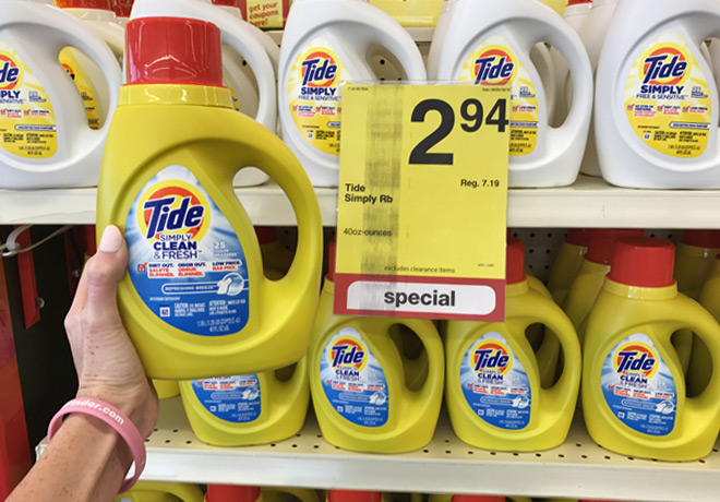 Yellow bottle of Tide detergent