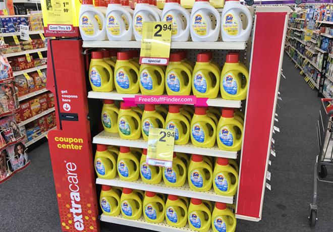 Shelf with Tide detergents