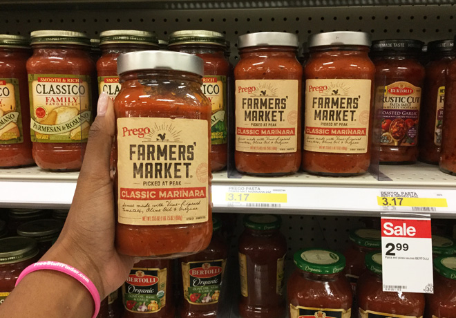 $1.90 (Reg $3.17) Prego Farmers' Market Pasta Sauce at Target