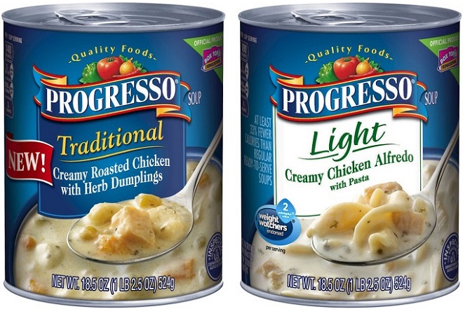 Two cans of Progresso soup