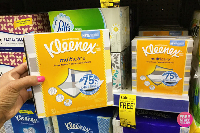 $0.50 (Reg $2.49) Kleenex Multicare or Go Anywhere Tissues at Walgreens