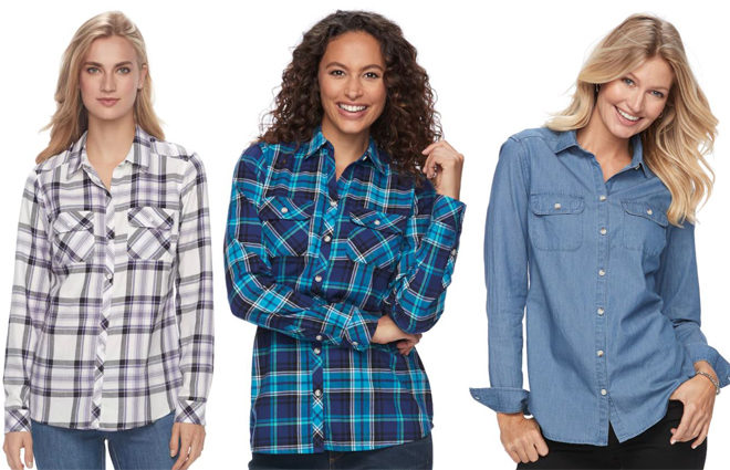 $15.99 (Reg $36) Women's Flannel Plaid Shirts + FREE Pickup