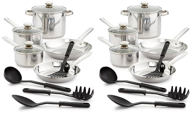 *HOT* $9.99 (Reg $120) Bella 12 Pc Stainless Steel Cookware Set (Today Only!)