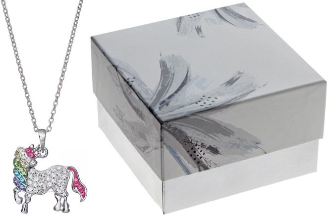 $12.74 (Reg $50) Silver Plated Crystal Unicorn Pendant Necklace + FREE Pickup (BLACK FRIDAY!)