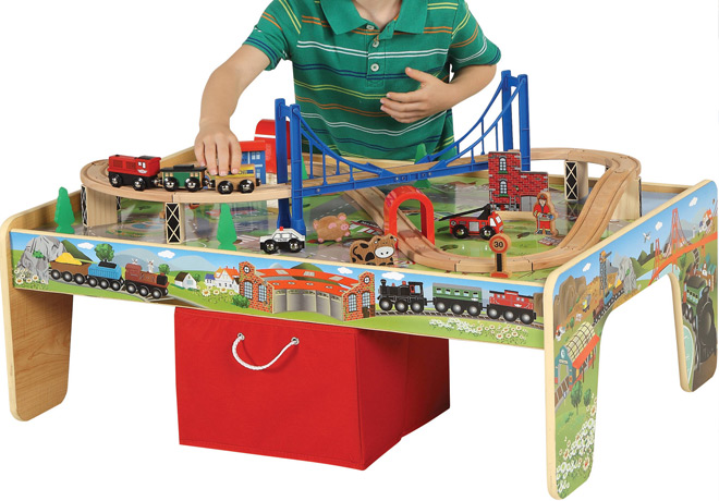 $34.97 (Reg $80) Wooden 50-Piece Train Set With Table + FREE Pickup