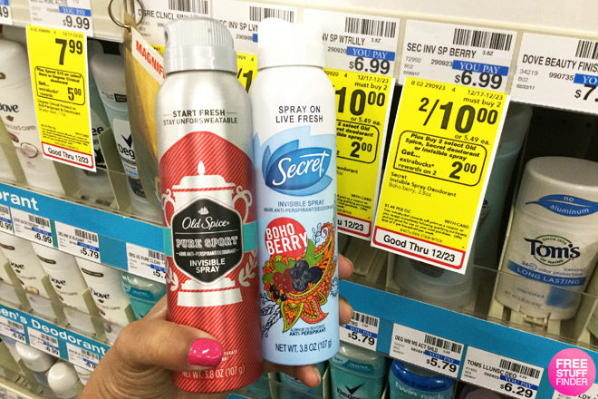 *HOT* $2 (Reg $7) Old Spice & Secret Invisible Dry Spray Deodorant at CVS