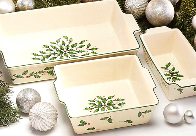 $34.99 (Reg $118) Lenox Holiday Bakeware 3-Piece Set + FREE Shipping (Today Only!)
