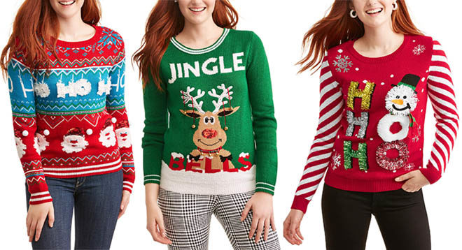 $4 (Reg $15) No Boundaries Women's Christmas Sweaters + FREE Pickup