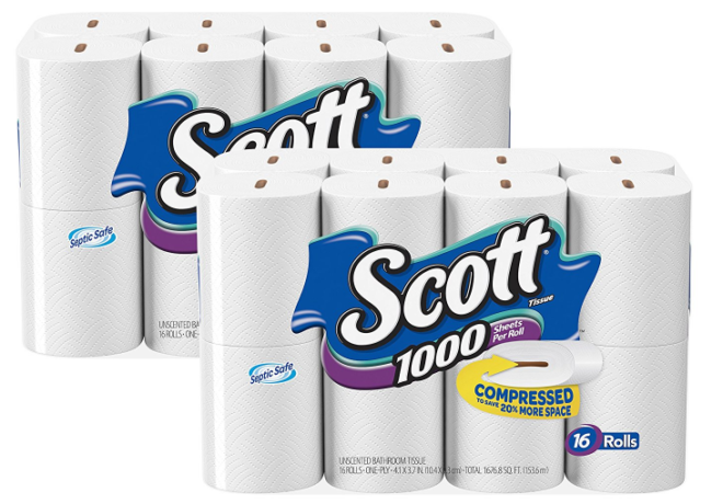 $43.42 Scott 1000 Sheets Bath Tissue 96 Big Rolls + FREE Shipping (Only $0.45 Per Roll)