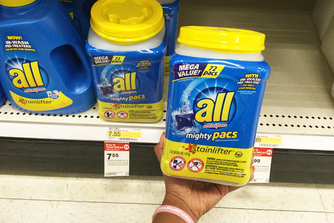 $3.55 (Reg $7.55) All Mighty Pacs Laundry Detergent at Target (Print Now!)