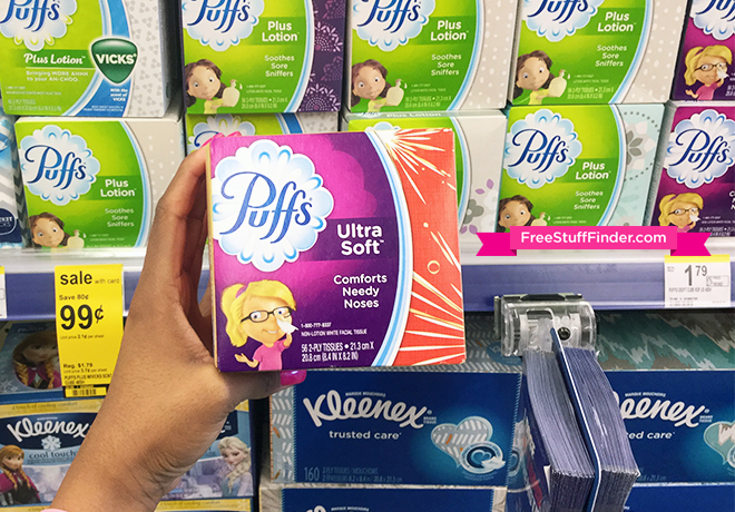 $0.74 (Reg $1.79) Puffs Facial Tissues at Walgreens