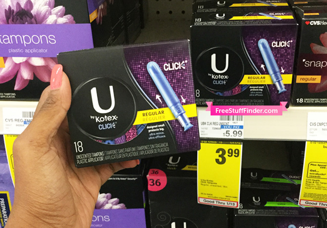 $0.99 (Reg $6) U by Kotex Tampons at CVS