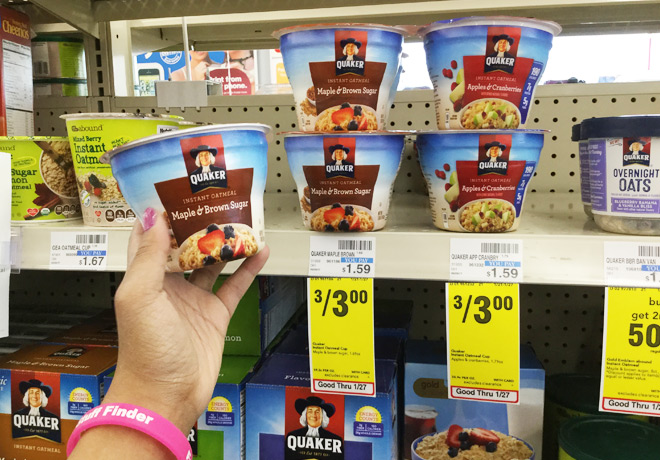 $0.50 (Reg $1.59) Quaker Instant Oatmeal Cups at CVS
