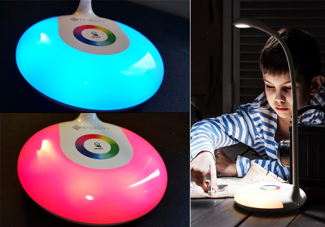 $16.99 (Reg $49) Etekcity Wireless Rechargeable Color LED Desk Lamp