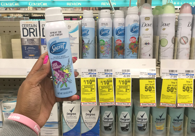 $1 (Reg $7) Secret Invisible Spray Deodorant at CVS