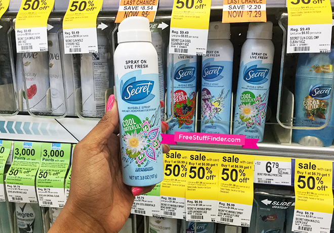 $1.24 (Reg $7) Secret Invisible Spray at Walgreens