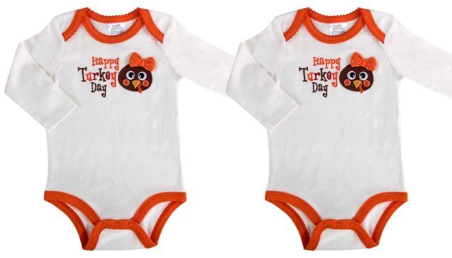 $2.99 (Reg $10) Cuddle Bear Baby Girls' Turkey Creeper