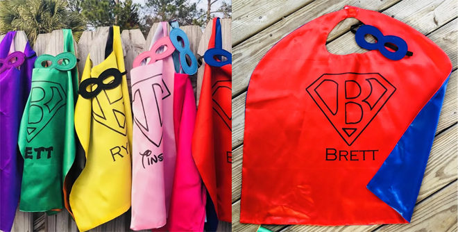 Personalized Superhero Cape & Mask Set Just $13.99, Reg $28 (6 Colors)