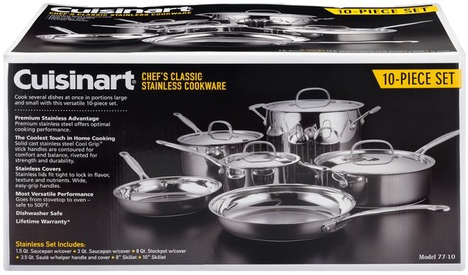 Amazon: Cuisinart Stainless 10-Piece Cookware Set ONLY $79.98 + FREE Shipping