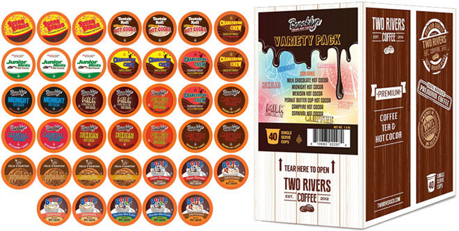 Amazon: $10.89 Two Rivers Hot Cocoa Sampler Pack 40-Count ($0.27 per K-Cup!)
