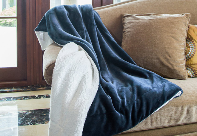 Reversible Microfiber Sherpa Throw Blanket Only $17.99 + FREE Shipping (Regularly $30)