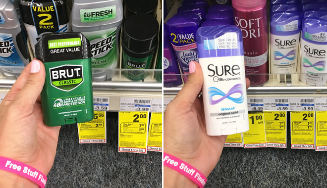 RUN! FREE Brut & Sure Deodorants at CVS! (LAST Chance!)