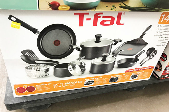 Clearance Find: T-fal Non-Stick 14-Piece Cookware Set for Only $35 at Walmart