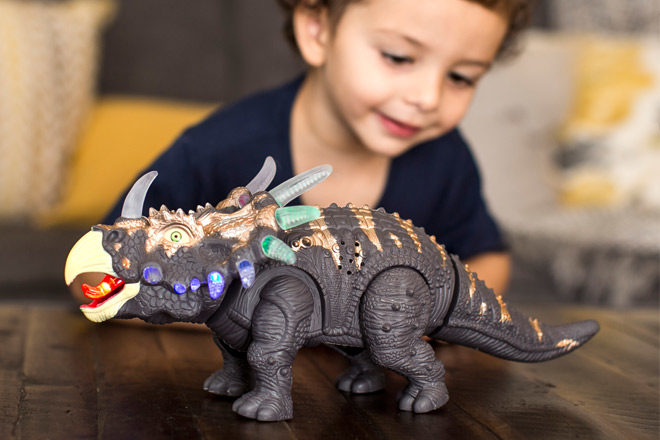 Walking & Light-Up Dinosaur Triceratops Toy Just $12.99 + FREE Pickup (Regularly $50)