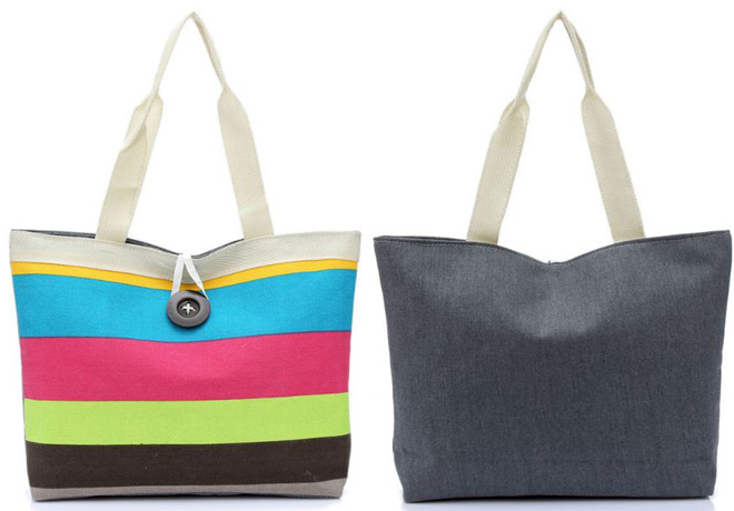 Striped Shoulder Canvas Bag for ONLY $5.99 + FREE Shipping (Regularly $9.30)