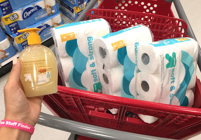 Up & Up Bath Tissue 12-Pack ONLY $3.34 at Target + FREE Hand Soap (28¢ per Roll!)