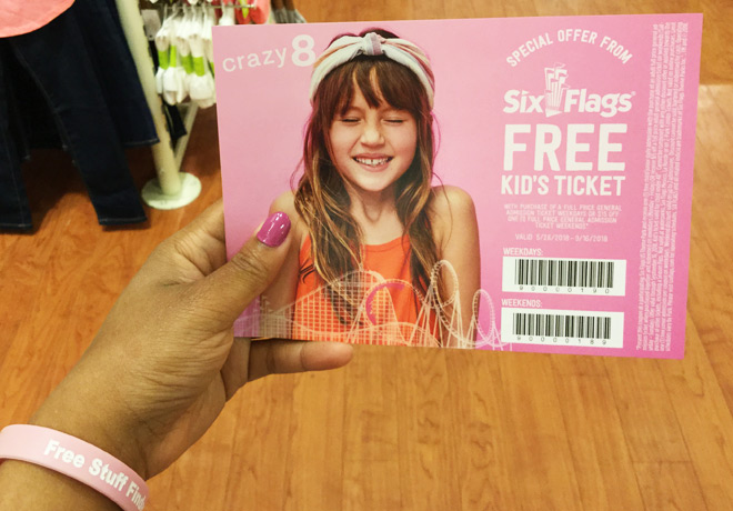 FREE Six Flags Kids Ticket from Crazy 8