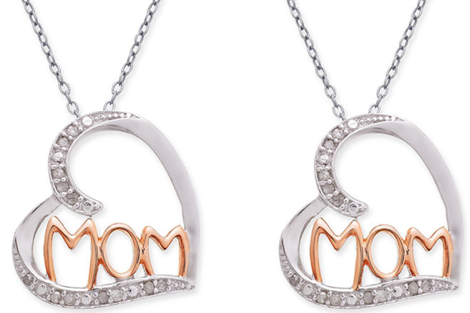 Diamond Mom Heart Pendant Necklace For JUST $34.99 (Regularly $100) at Macy's