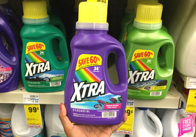 Xtra Laundry Detergent ONLY 99¢ at CVS (Regularly $3.39) - Just 3¢ per Load!