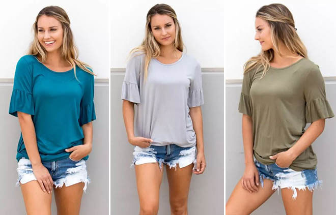 Short Flare Sleeve Top JUST $9.99 (Regularly $35) - Choose from 5 Colors!
