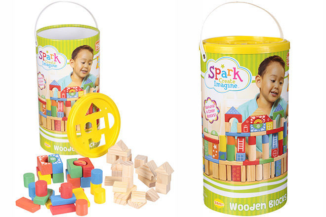 Spark Create Imagine 150-Piece Wooden Blocks Canister Only $9.84 (Reg $20)