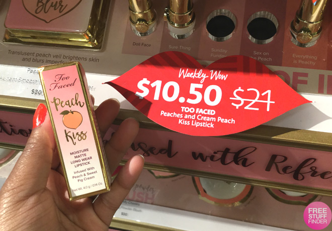 Too Faced Peach Kiss Long Wear Lipstick ONLY $10.50 (Regularly $21)