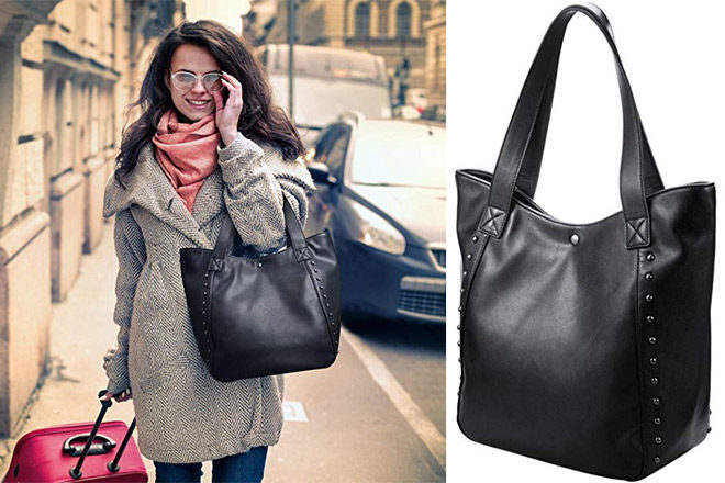 Studded Top Handle Messenger Tote Bag Only $9.99 (Regularly $26)