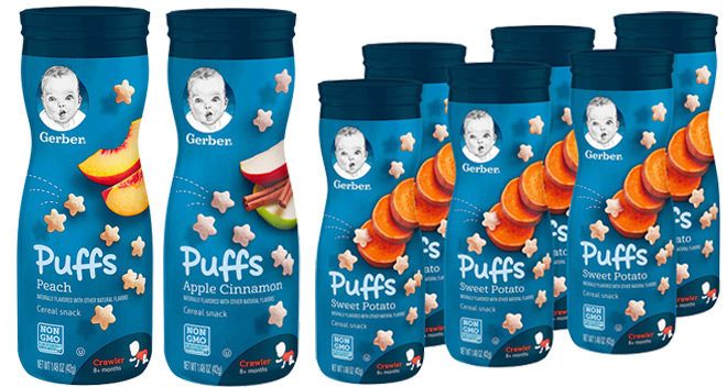 Amazon: Gerber Puffs or Lil Crunchies 6-Pack ONLY $7.64 + FREE Shipping ($1.27 Each)
