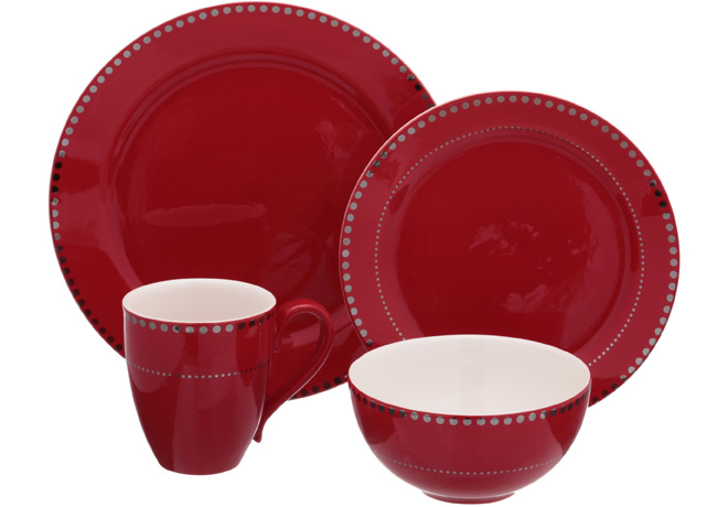 Mainstays 16-Piece Gold Dotted Ceramic Dinnerware Set JUST $14.99 (Reg $50)